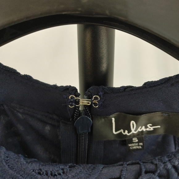 Lulus Navy Lace Cocktail Dress Small NWT Sleeveless Floral Mini - Picture 11 of 13